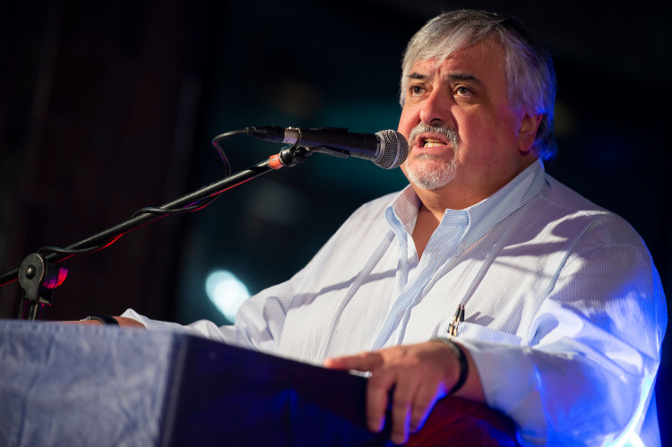 Elbio Monegal, reelegido presidente de AEBU | Foto: Santiago Mazzarovich / adhocFOTOS (Archivo, 2019)