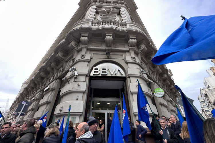 Movilización de AEBU,  miércoles 1° de noviembre de 2023. FOTO: Irene Rügnitz