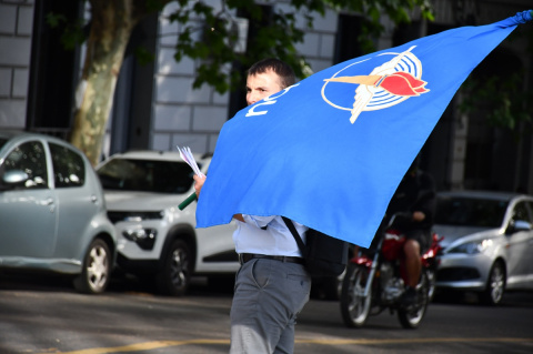 Adrián Jurado en movilización de Abitab | Foto: Ignacio Álvarez Vigna
