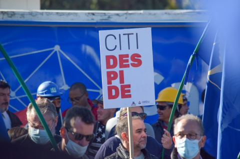 Movilización frente a obra del Citi, ayer, en Carrasco | Fotos: Javier Pérez Seveso