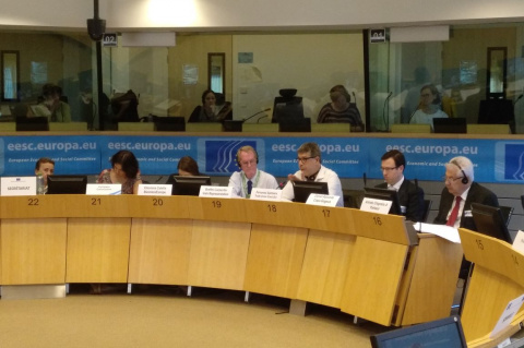 Fernando Gambera en la audiencia del Consejo Económico y Social Europeo (CESE), esta mañana en Bruselas. 