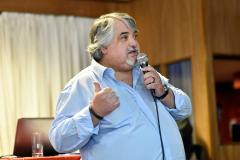 Elbio Monegal, presidente de AEBU | Foto: Ricardo Antúnez / adhocFOTOS (Archivo, 2018)