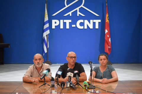 Conferencia de prensa este jueves en la sede de la central sindical | Foto: PIT-CNT