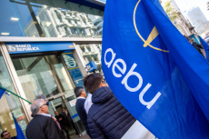 Movilización de AEBU | Foto: Mauricio Zina / adhocFOTOS